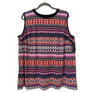 NWT Alyx 2X Sleeveless Multicolor Top Crew Neck Black Piping Arm Hole & Neck